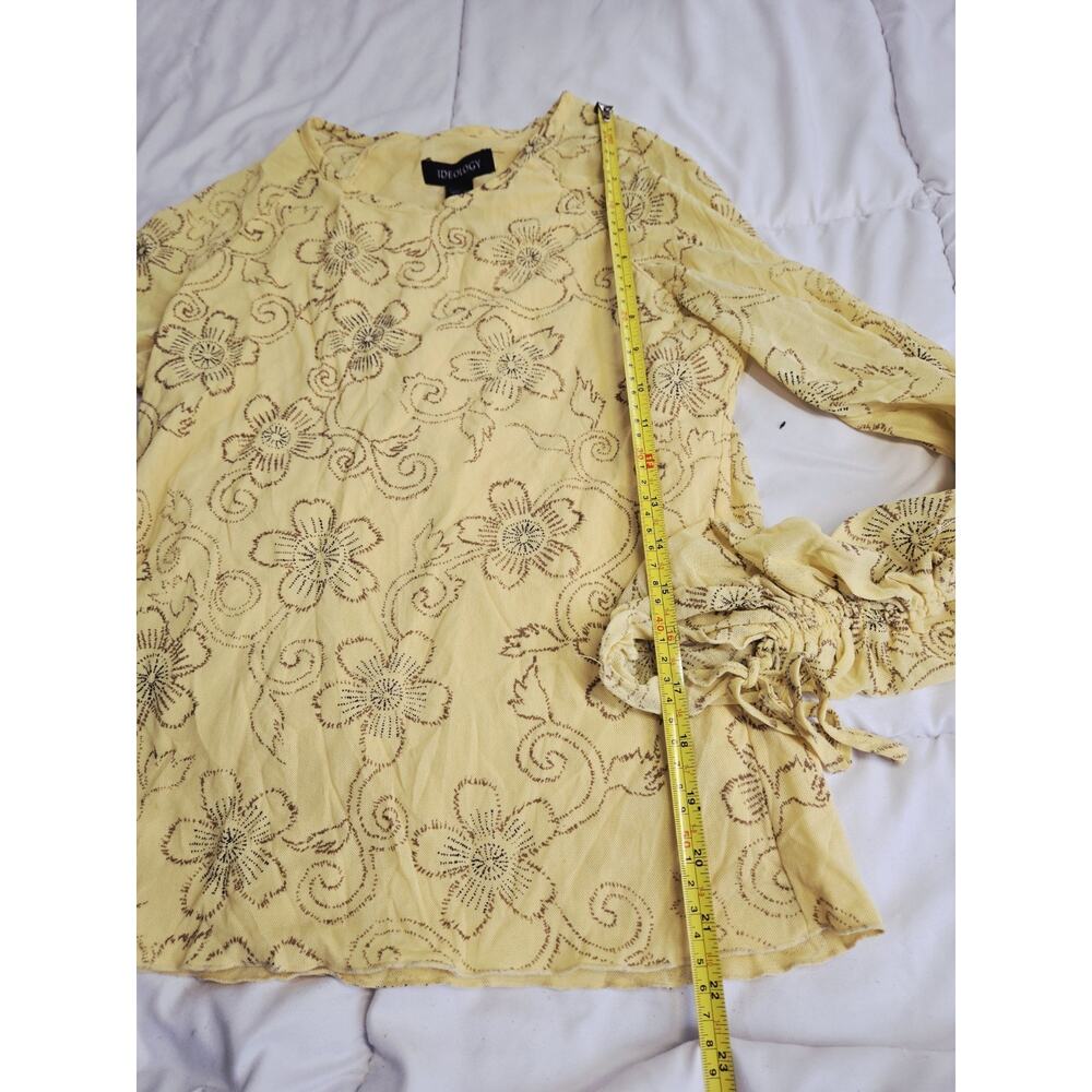 Vtg Boho Ideology Top Long Sleeve Yellow Green L Indie Retro Grunge Beachy Casua - Picture 9 of 10